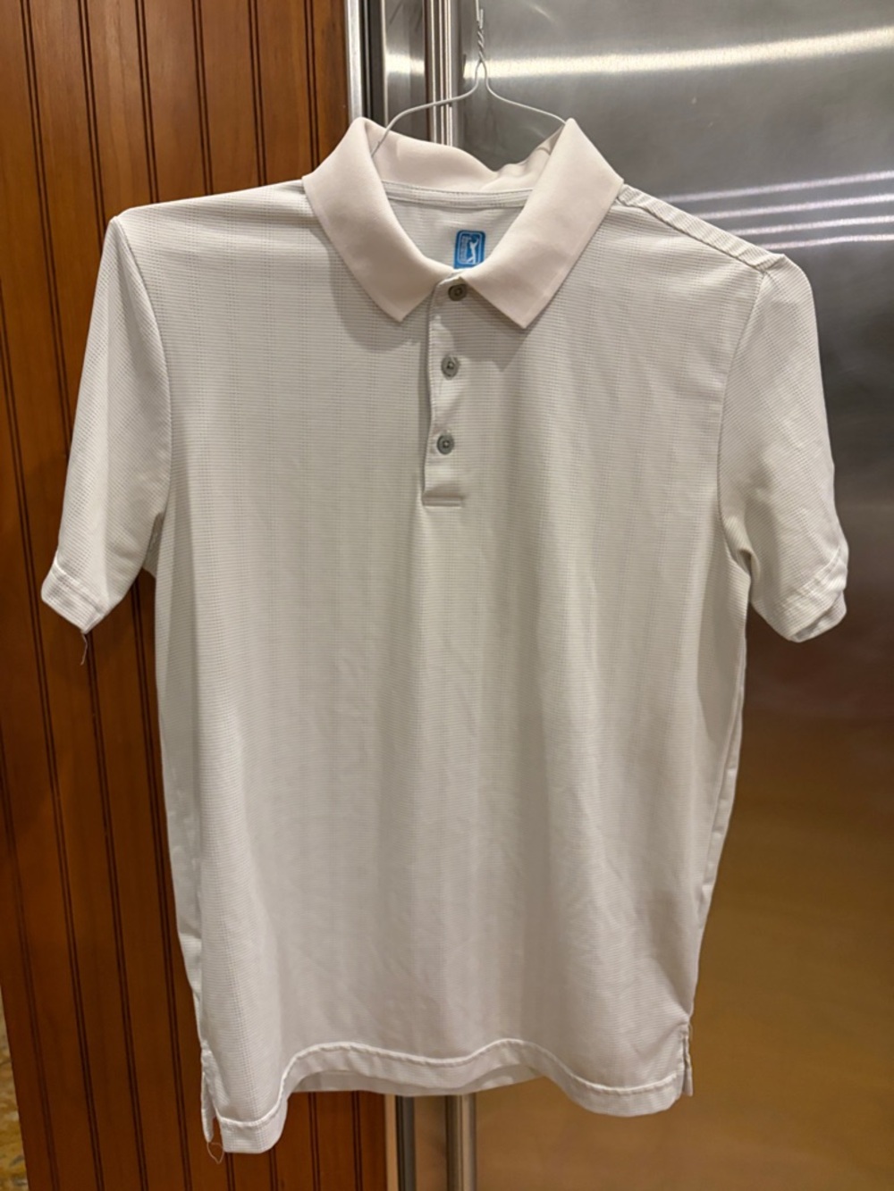 Men's pGA Tour Short Sleeve Golf Polo Shirt - white with light gray dot